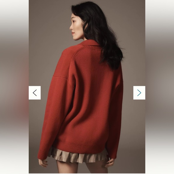 Reformation Rust Red V-Neck Knit Sweater - Picture 2 of 6